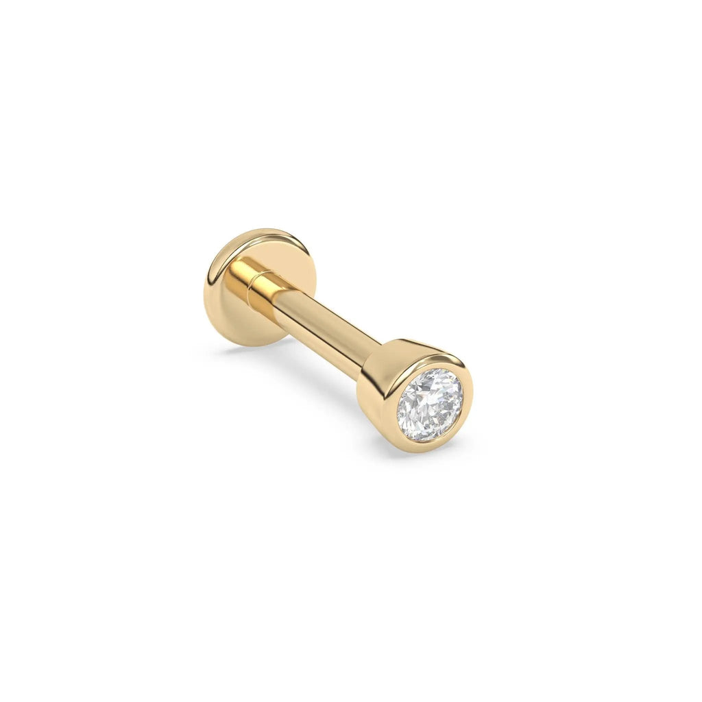 diamond stud earring handmade and set in 14k solid gold