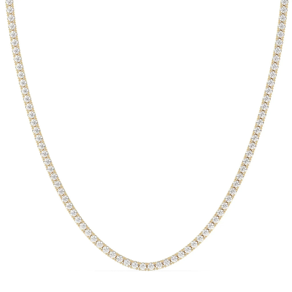 tennis necklace handmade with diamonds set in 18k solid gold