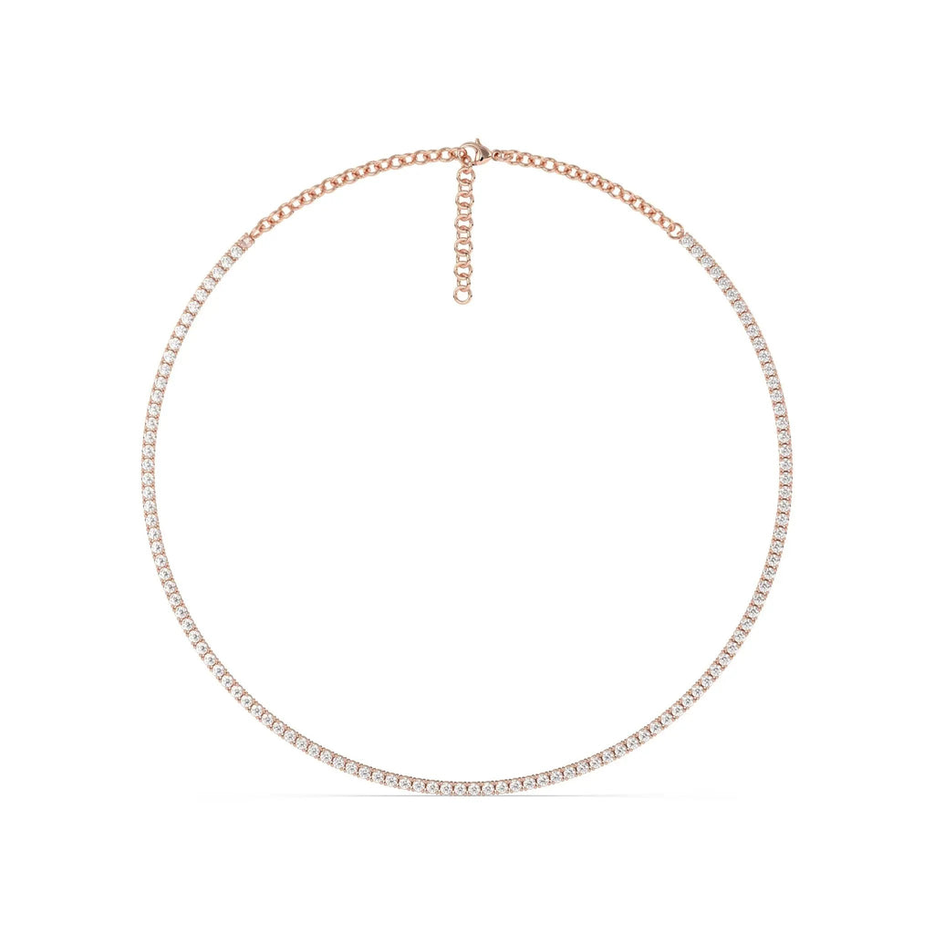 tennis necklace handmade with diamonds set in 18k solid gold