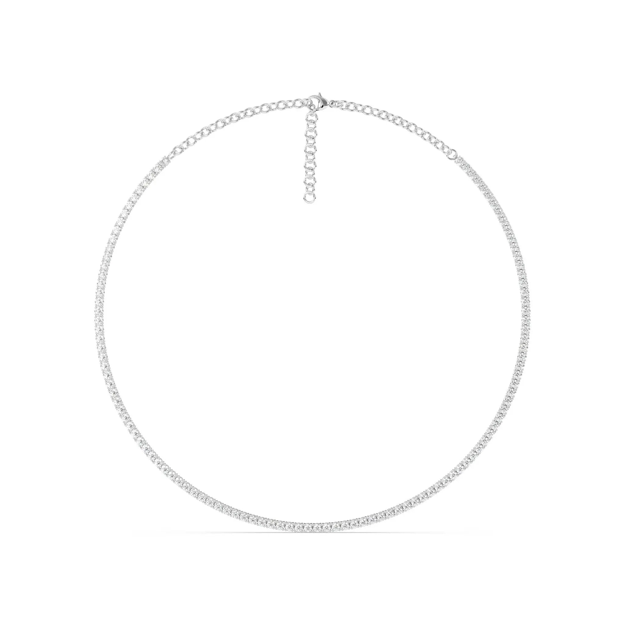 tennis necklace handmade with diamonds set in 18k solid gold