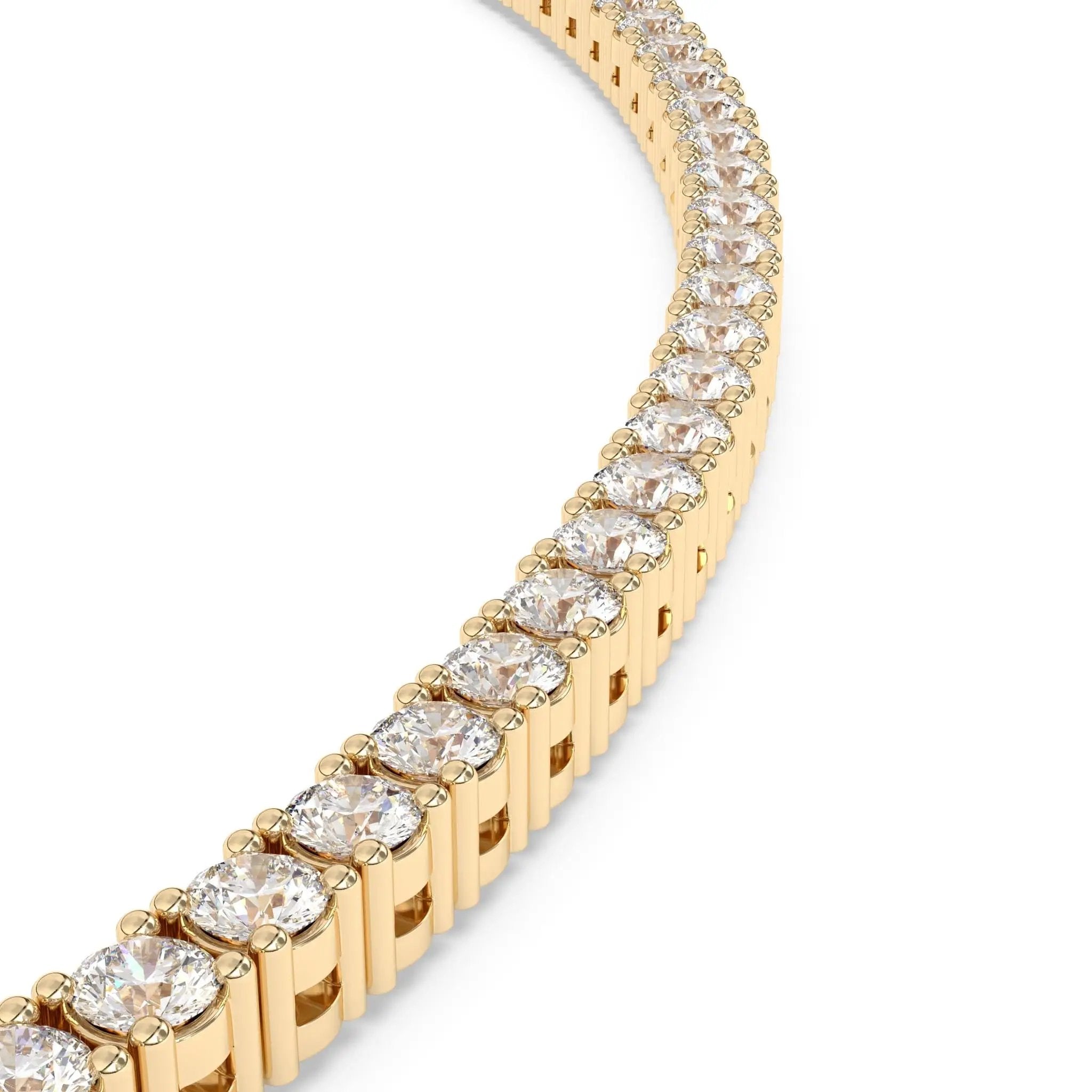 tennis necklace handmade with diamonds set in 18k solid gold