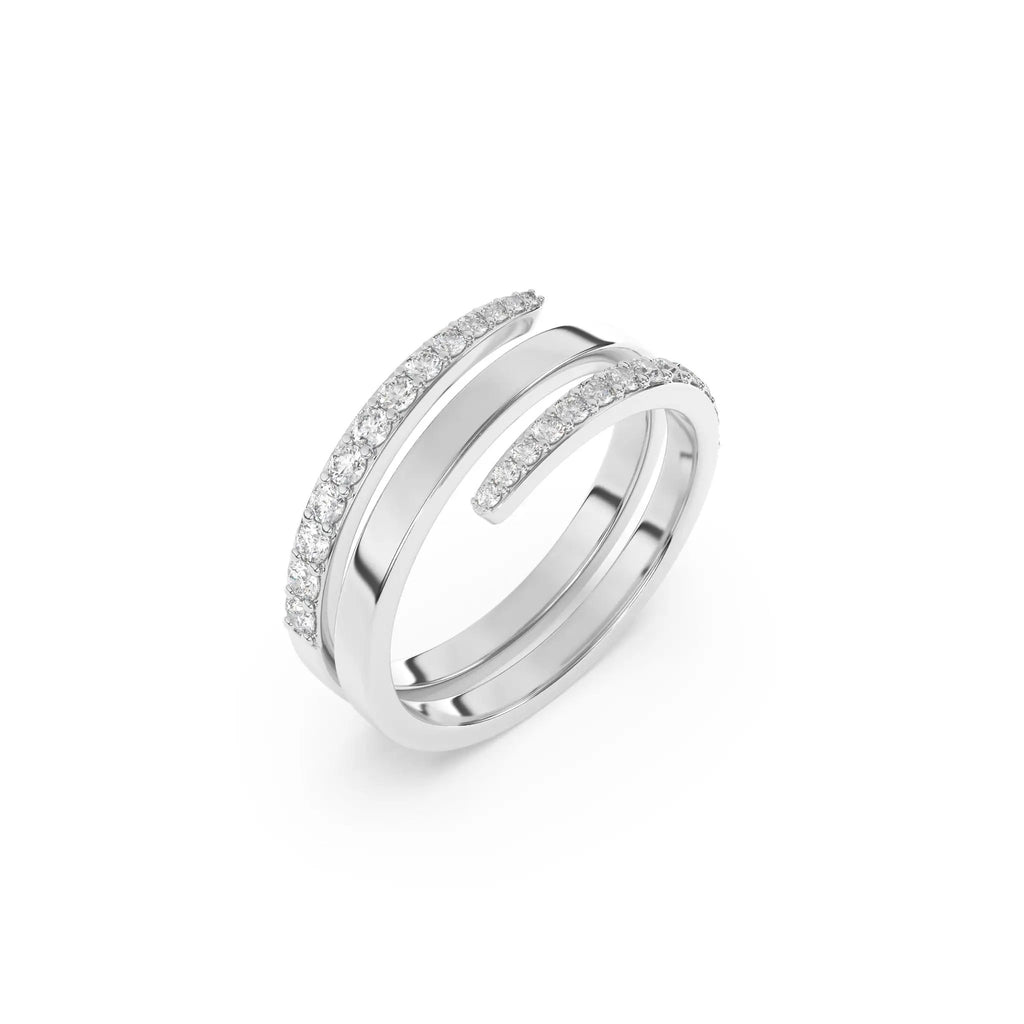 diamonds twist ring handmade with pave diamonds set in 14k solid gold