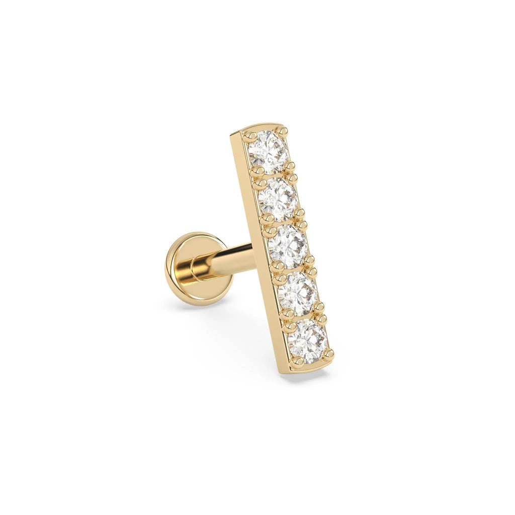 diamond ear bar handmade with diamonds set in 14k solid gold