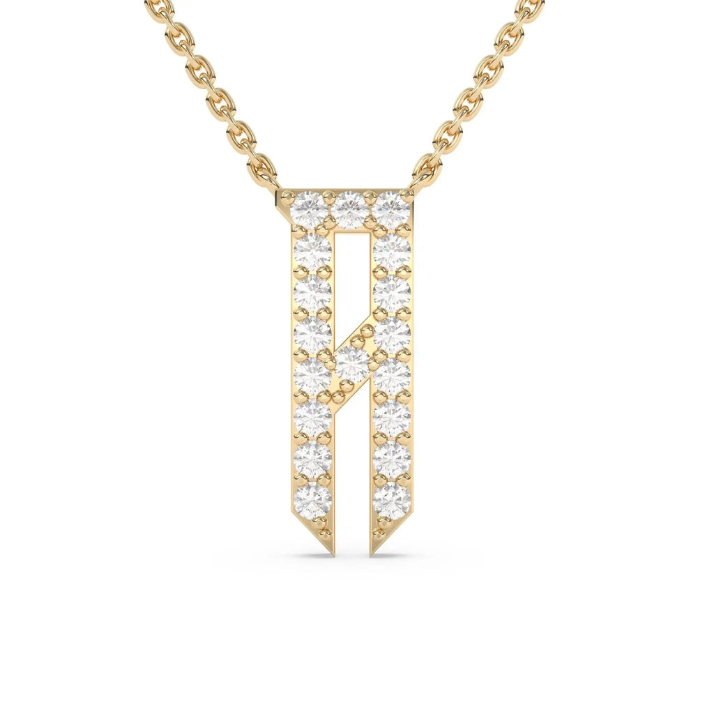 initial necklace with diamonds set in 14k solid gold