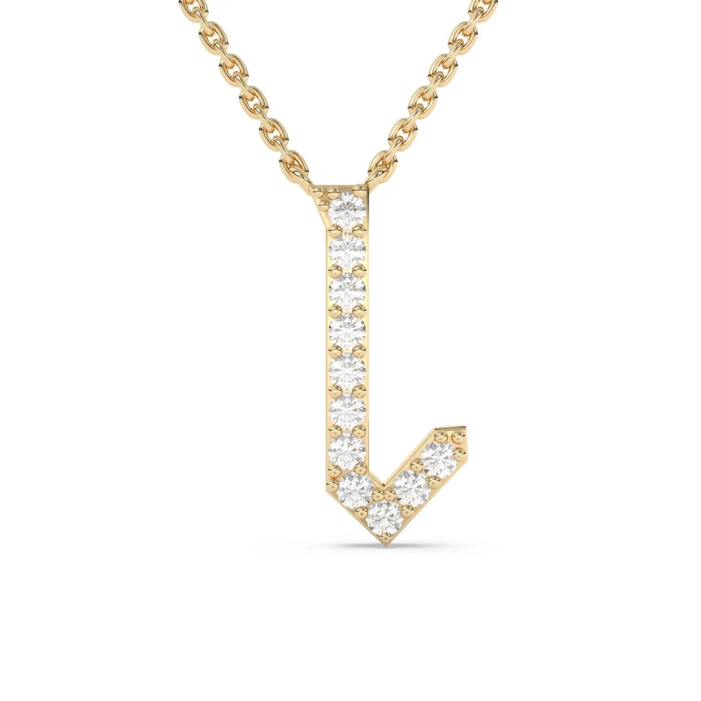 initial necklace handmade with diamonds and set in 14k solid gold