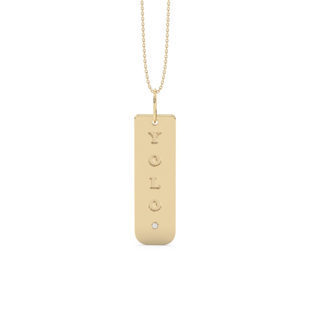 diamond dog tag yellow gold