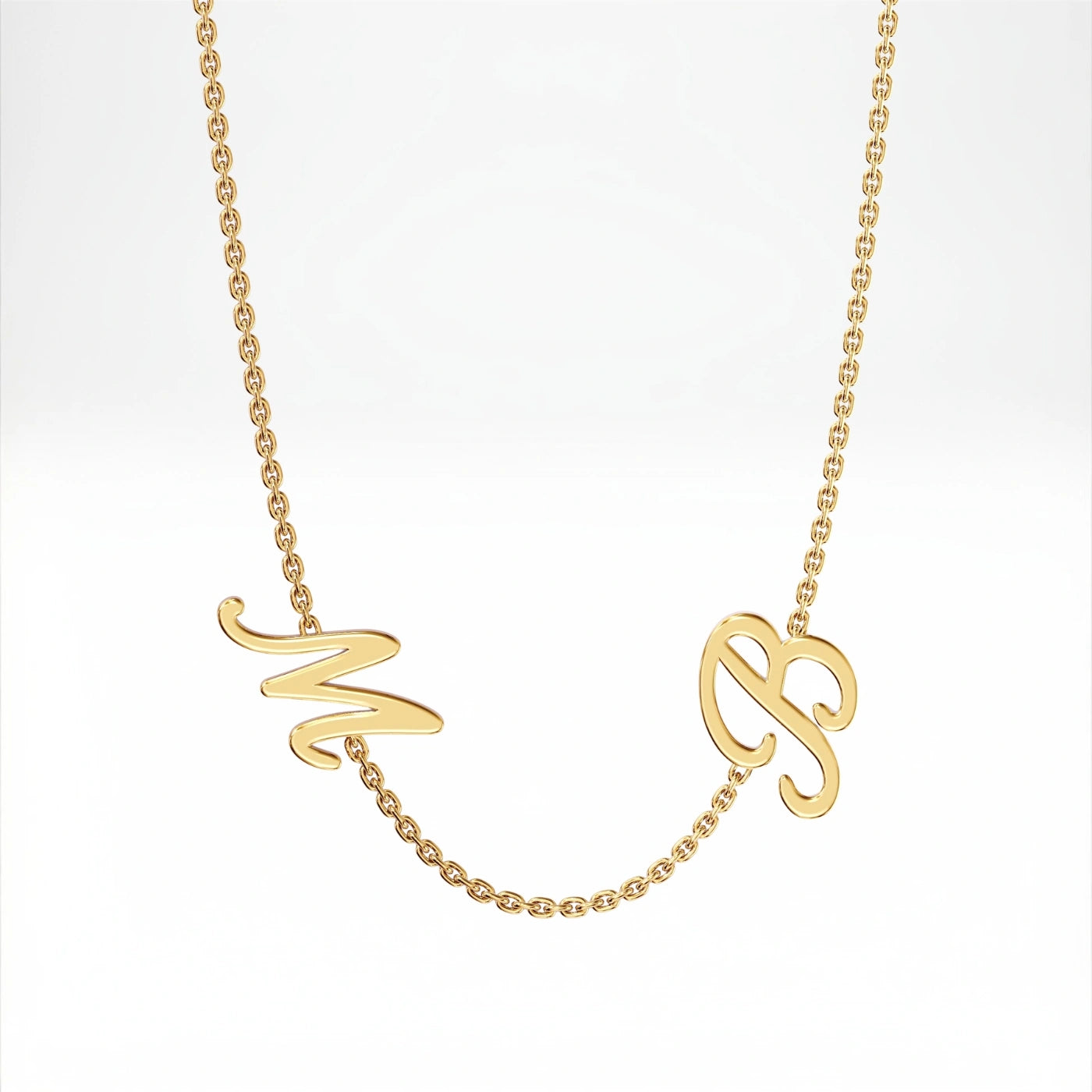 double initial necklace in yellow gold by argent and asher