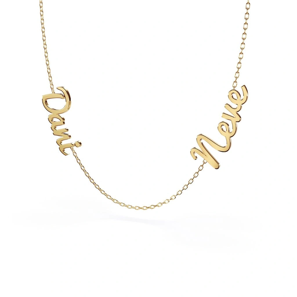 double name necklace yellow gold argent asher