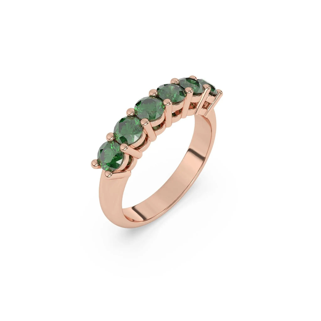 emerald six stone ring handmade in 14k solid gold