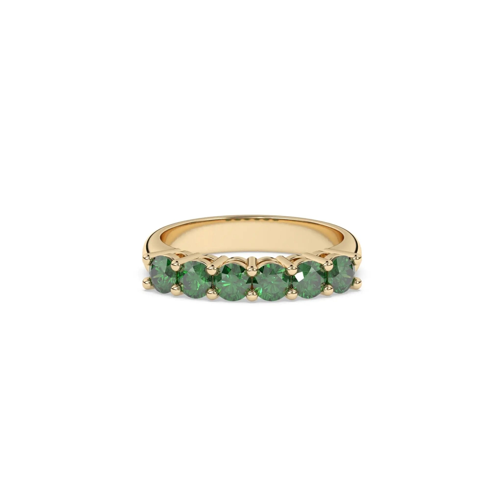emerald six stone ring handmade in 14k solid gold