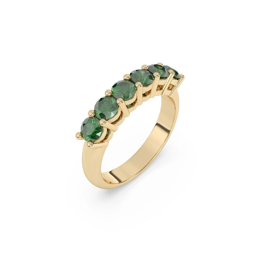 emerald six stone ring handmade in 14k solid gold
