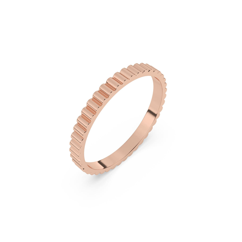solid gold ring with a fluted design, handcrafted in 14k solid gold