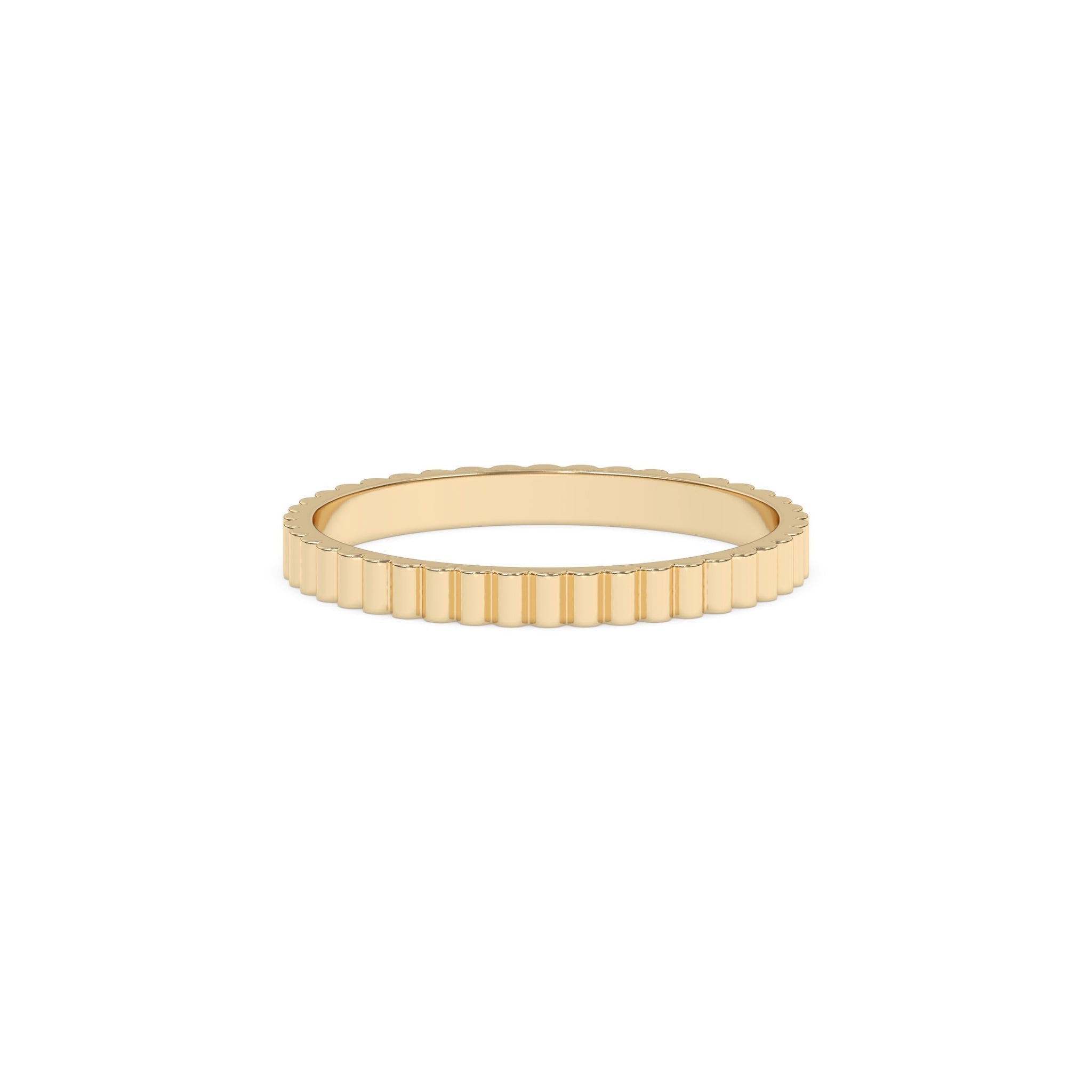 solid gold ring with a fluted design, handcrafted in 14k solid gold