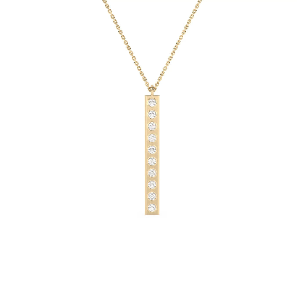 solid gold pendant necklace handmade with diamonds in 14k solid gold