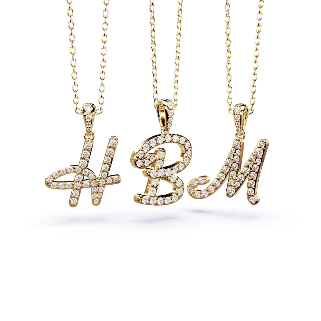 Gold And Diamond Initial Necklace