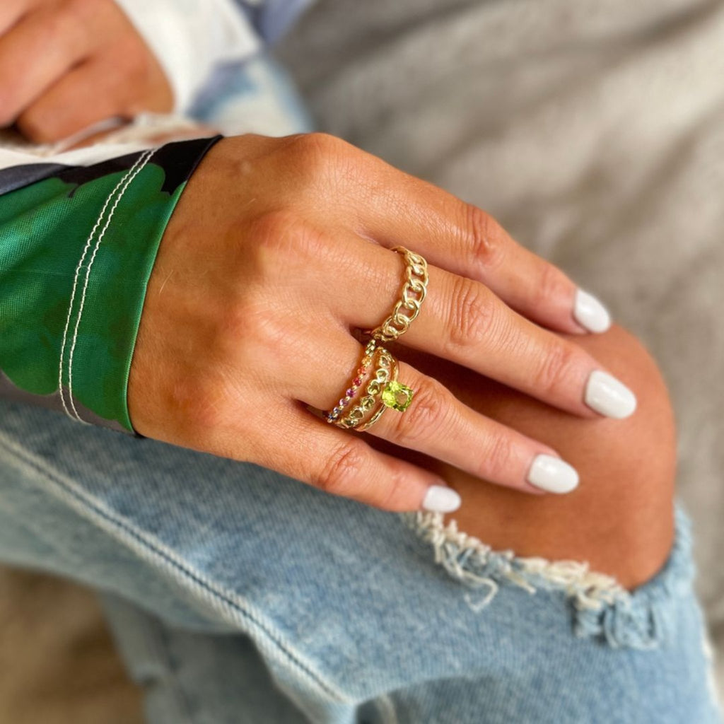 sapphire rainbow ring