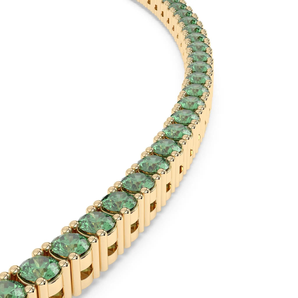 tennis necklace handmade with mixed topaz set in 14k solid gold