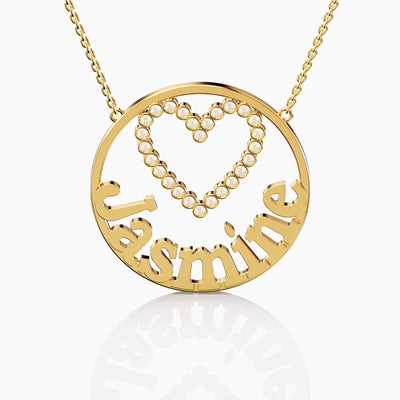 Halo Heart Name Necklace