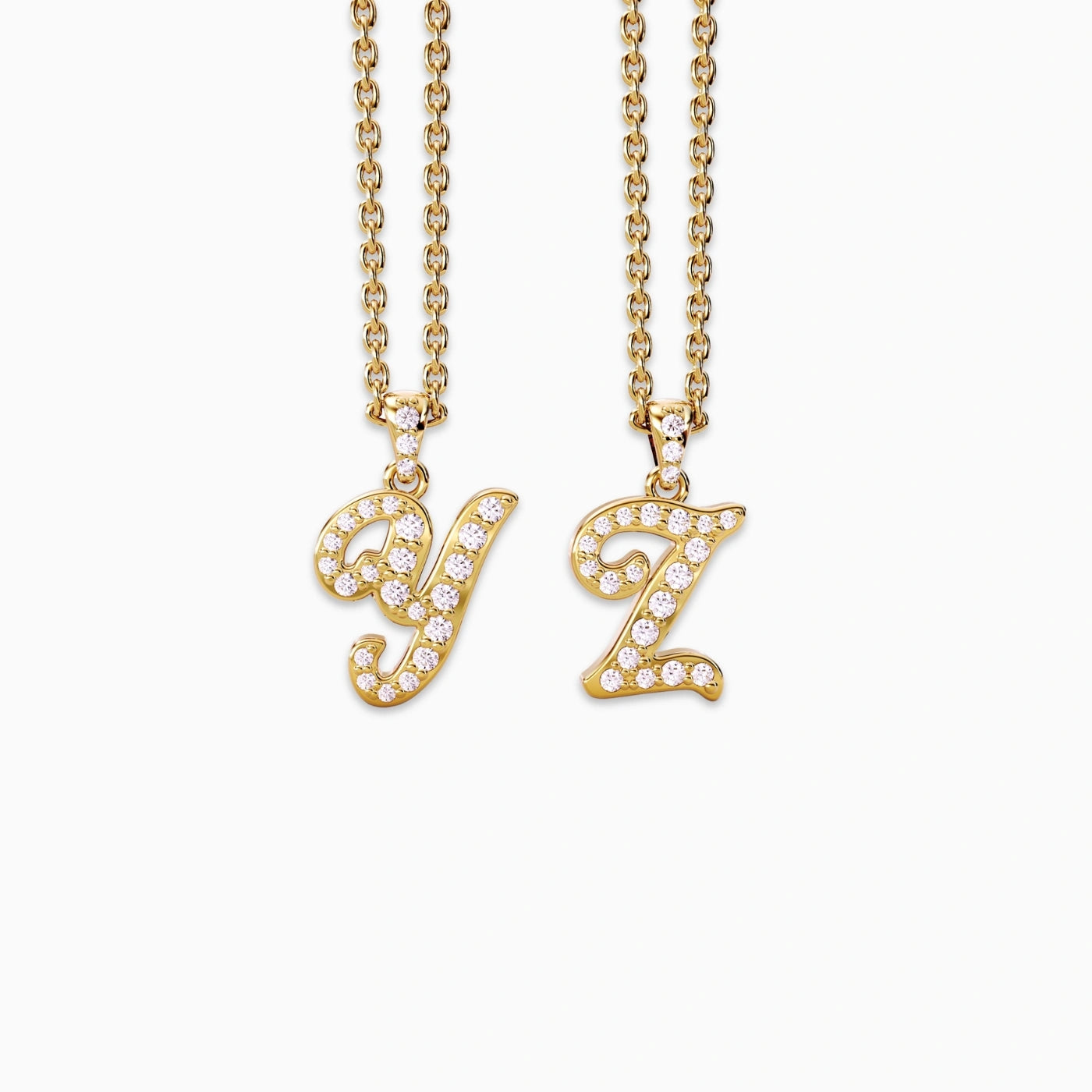 diamond letter pendant yellow gold