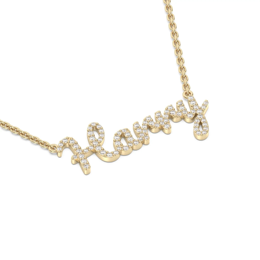 14k solid gold diamond name necklace