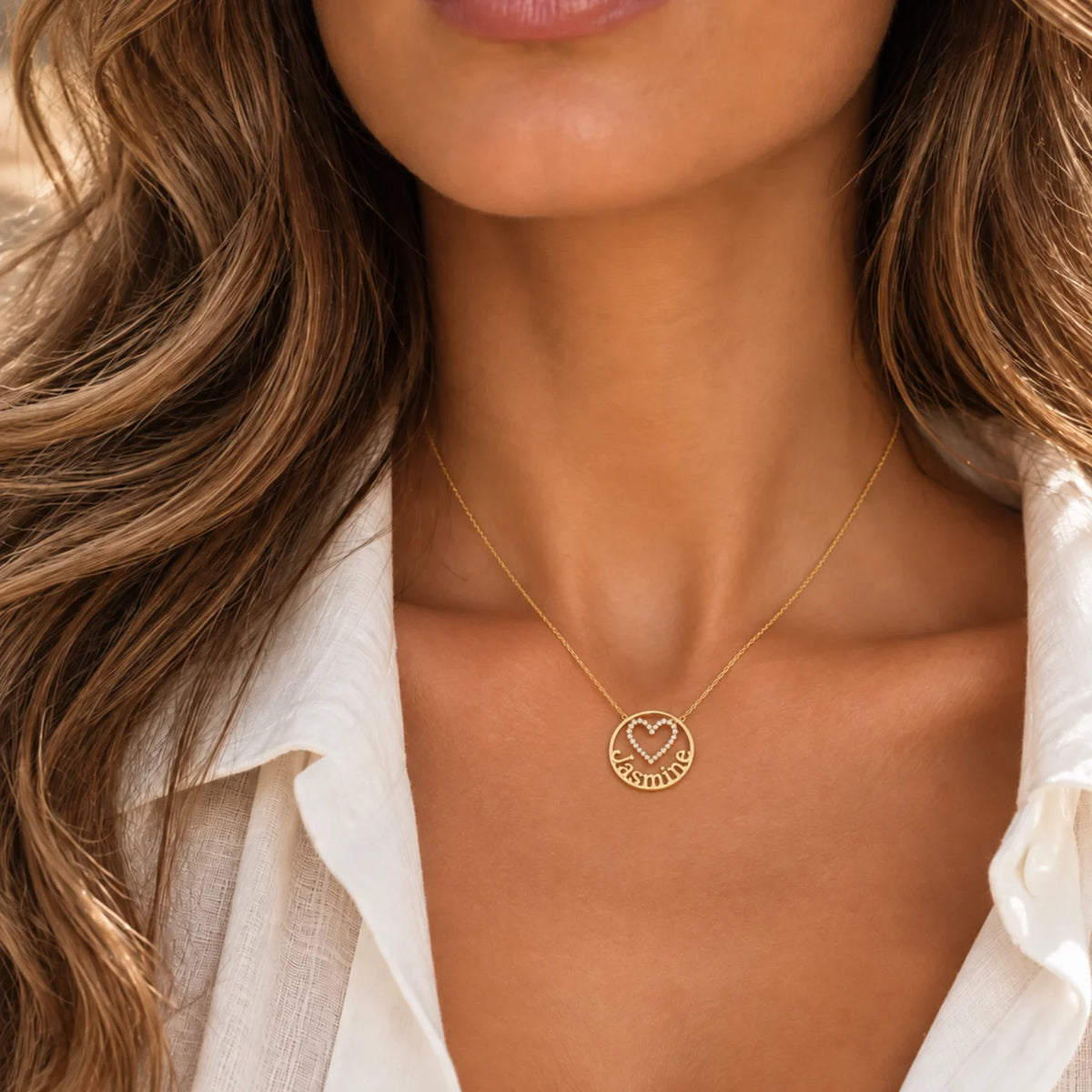 Halo Heart Name Necklace