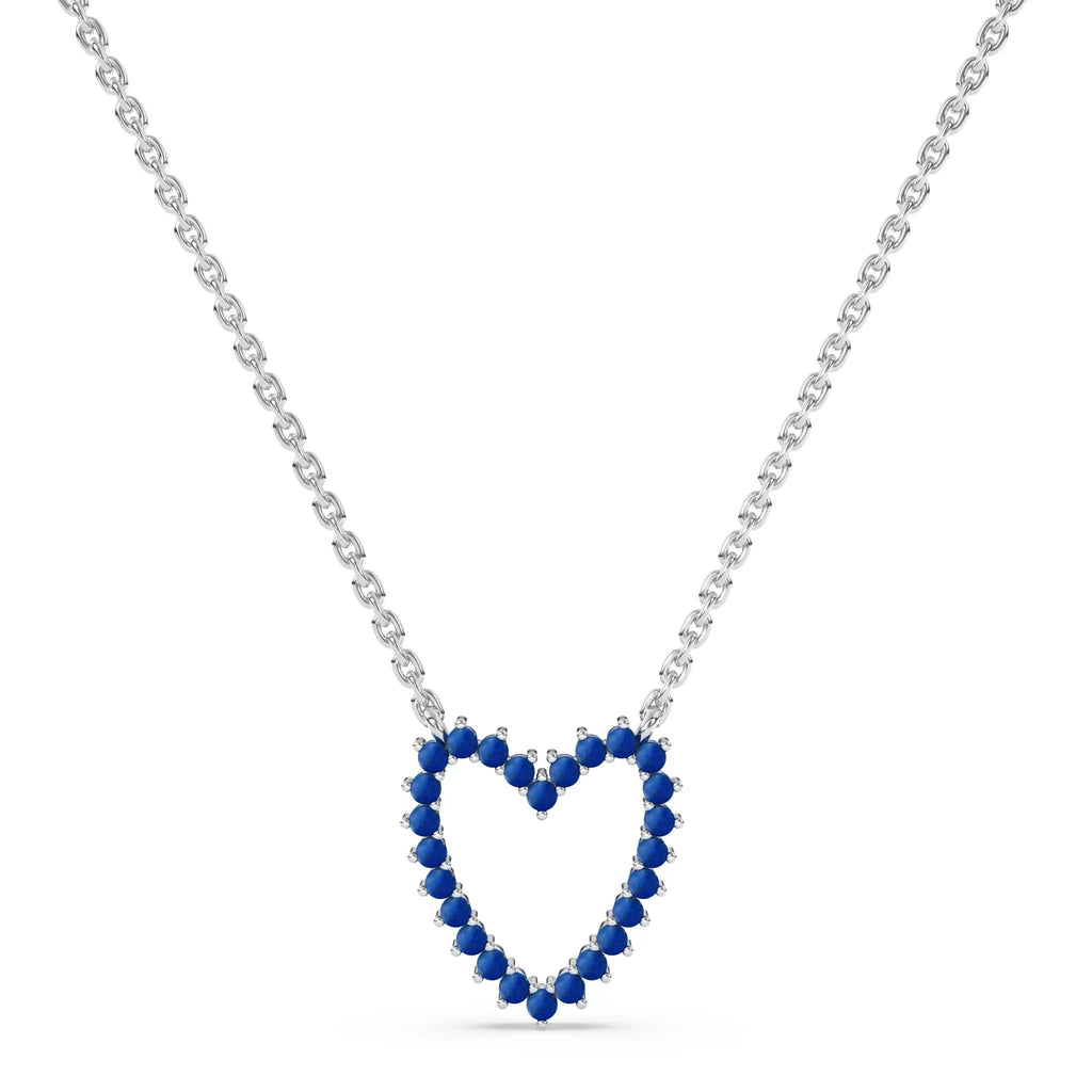 heart necklace handmade with lapis lazuli set in 14k solid gold
