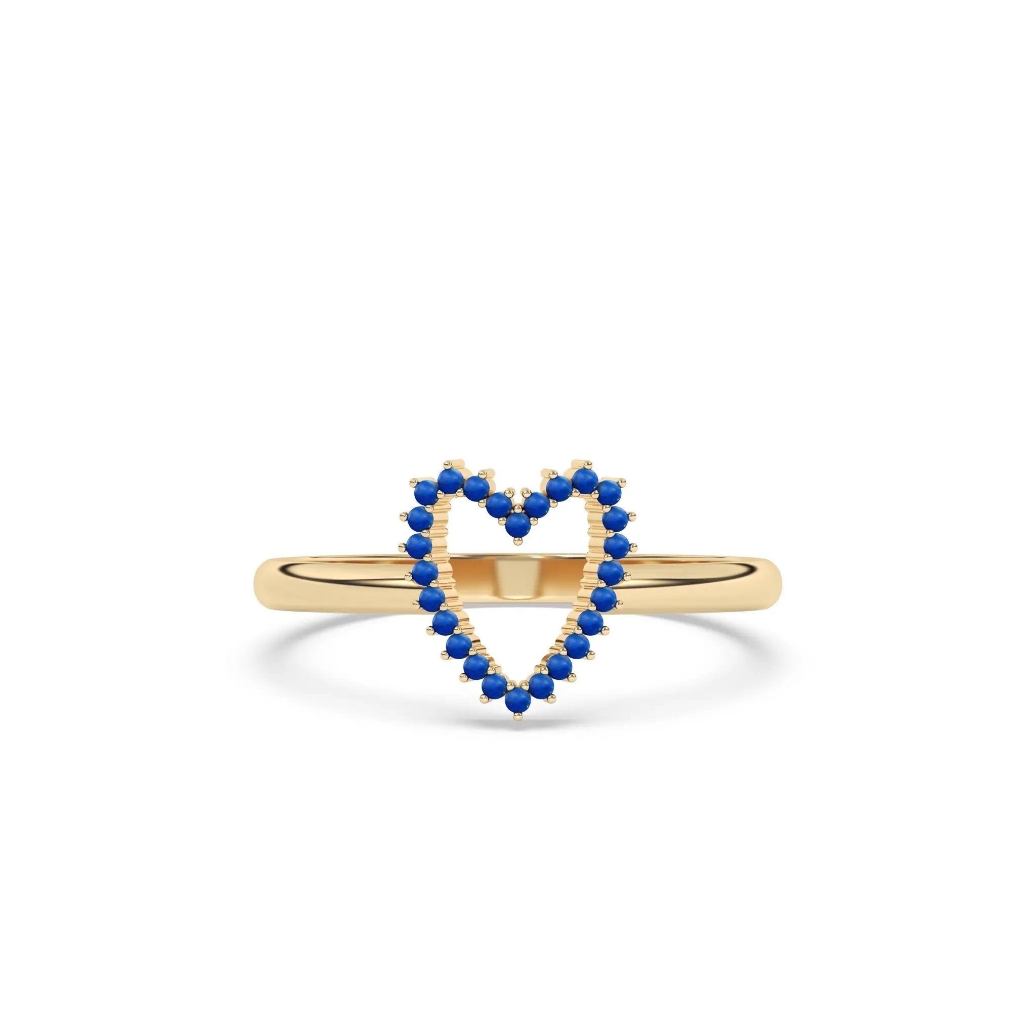 heart ring handmade with lapis lazuli set in 14k solid gold