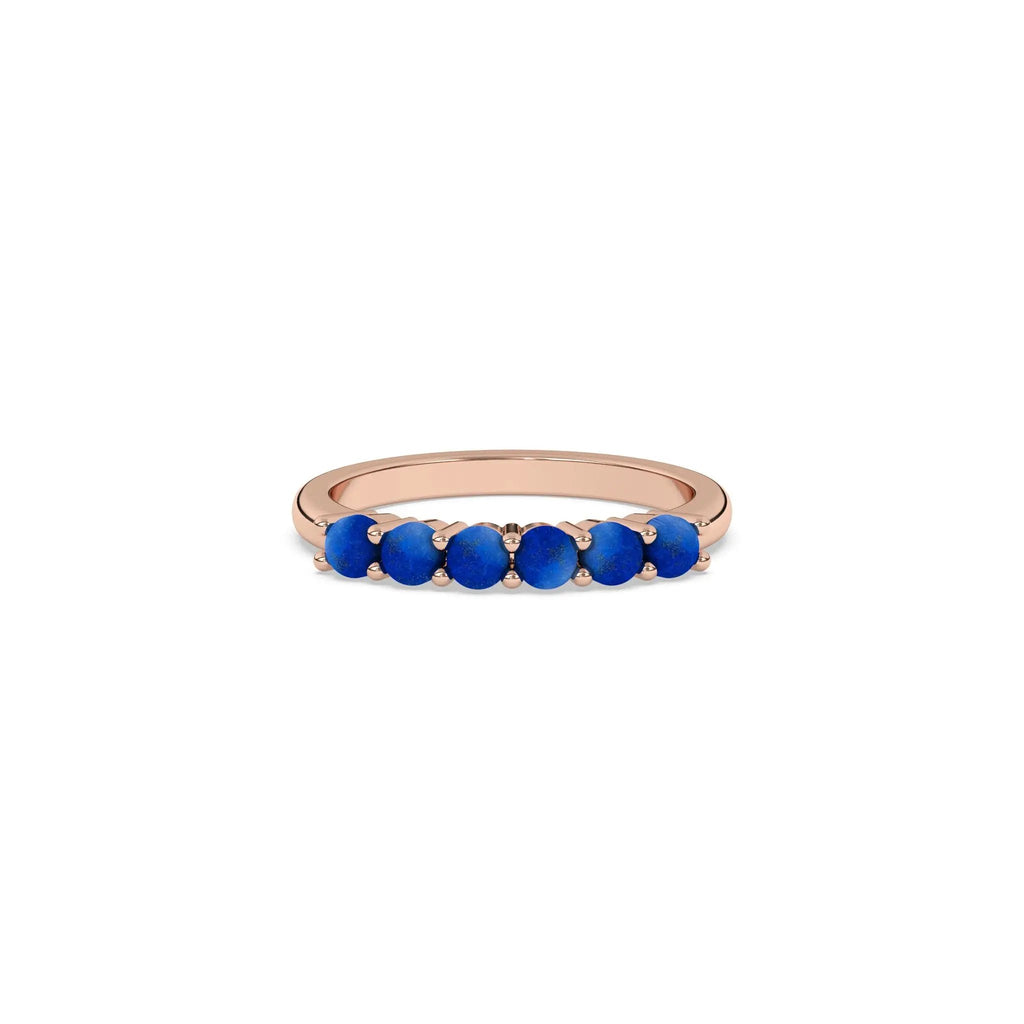 six stone ring handmade with lapis lazuli in 14k solid gold