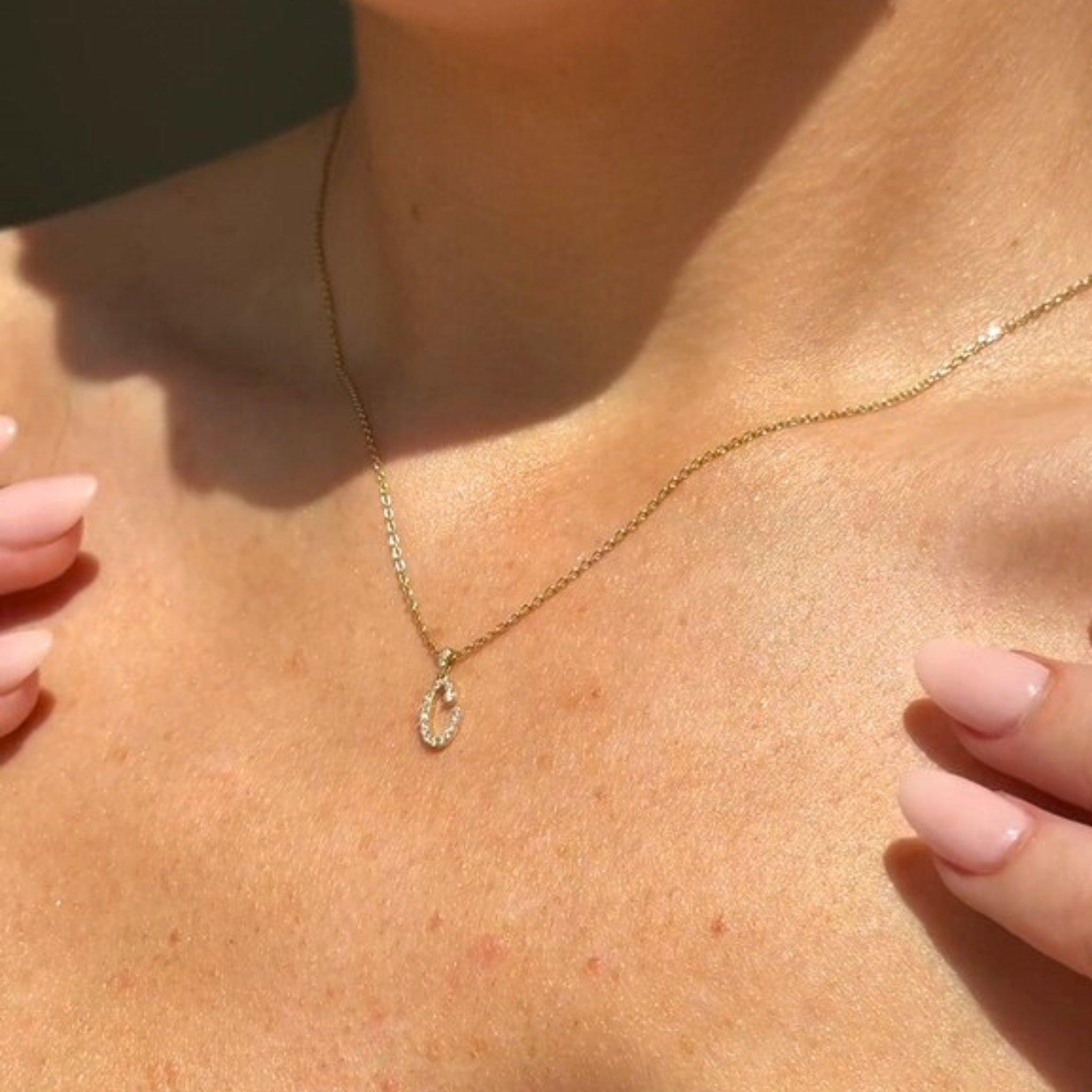 letter necklace in diamonds letter C argent Asher