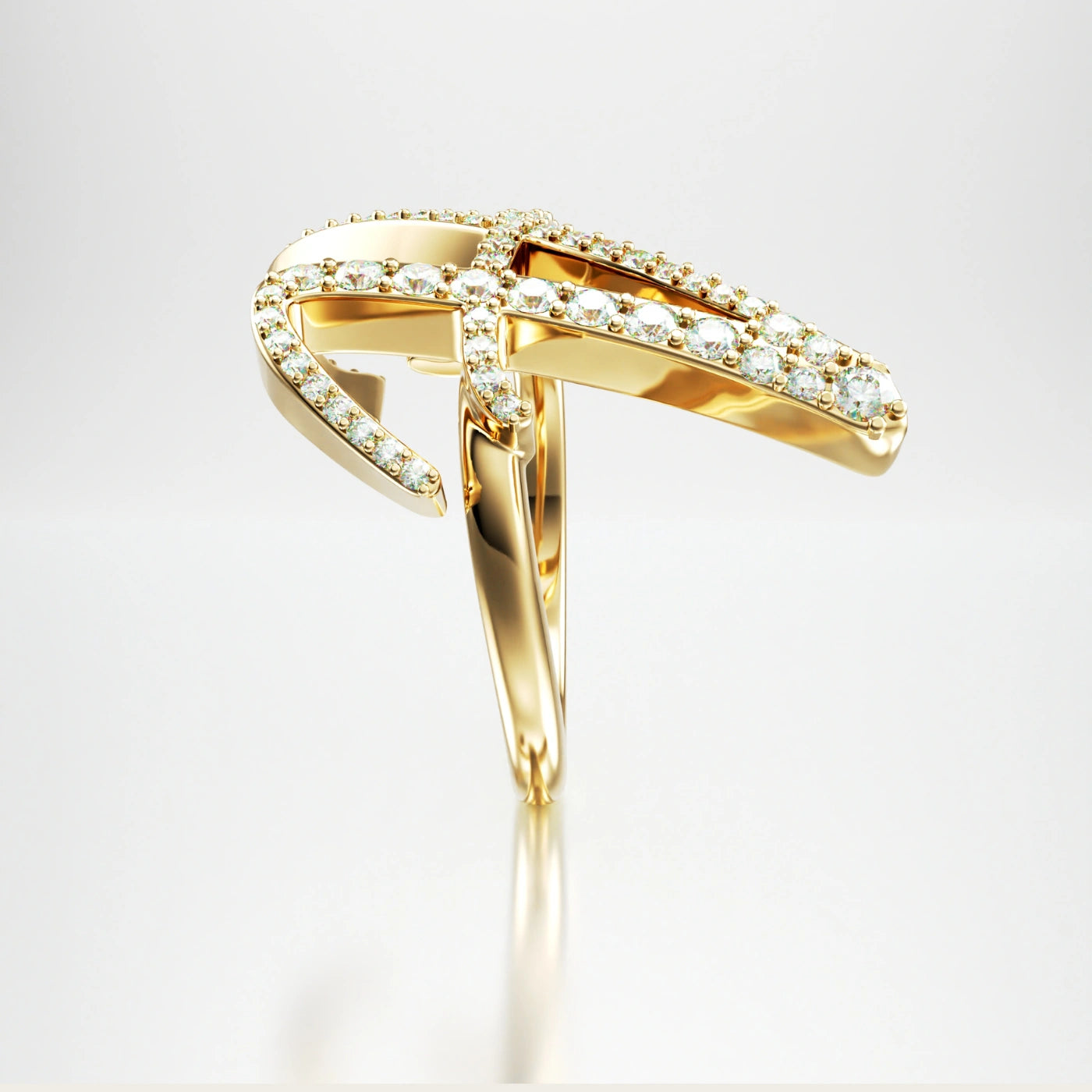 luxe diamond initial ring in 14k solid gold