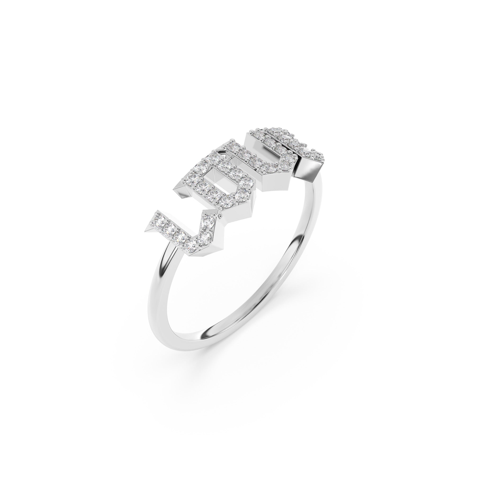love ring handmade with pave diamonds set in 14k solid gold