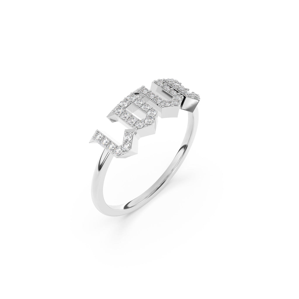 love ring handmade with pave diamonds set in 14k solid gold