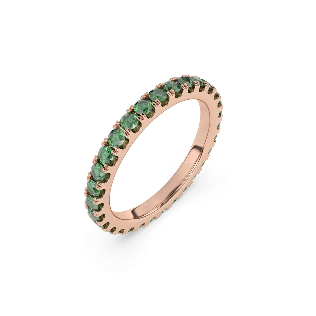 emerald stacking ring or eternity ring in 14k rose gold