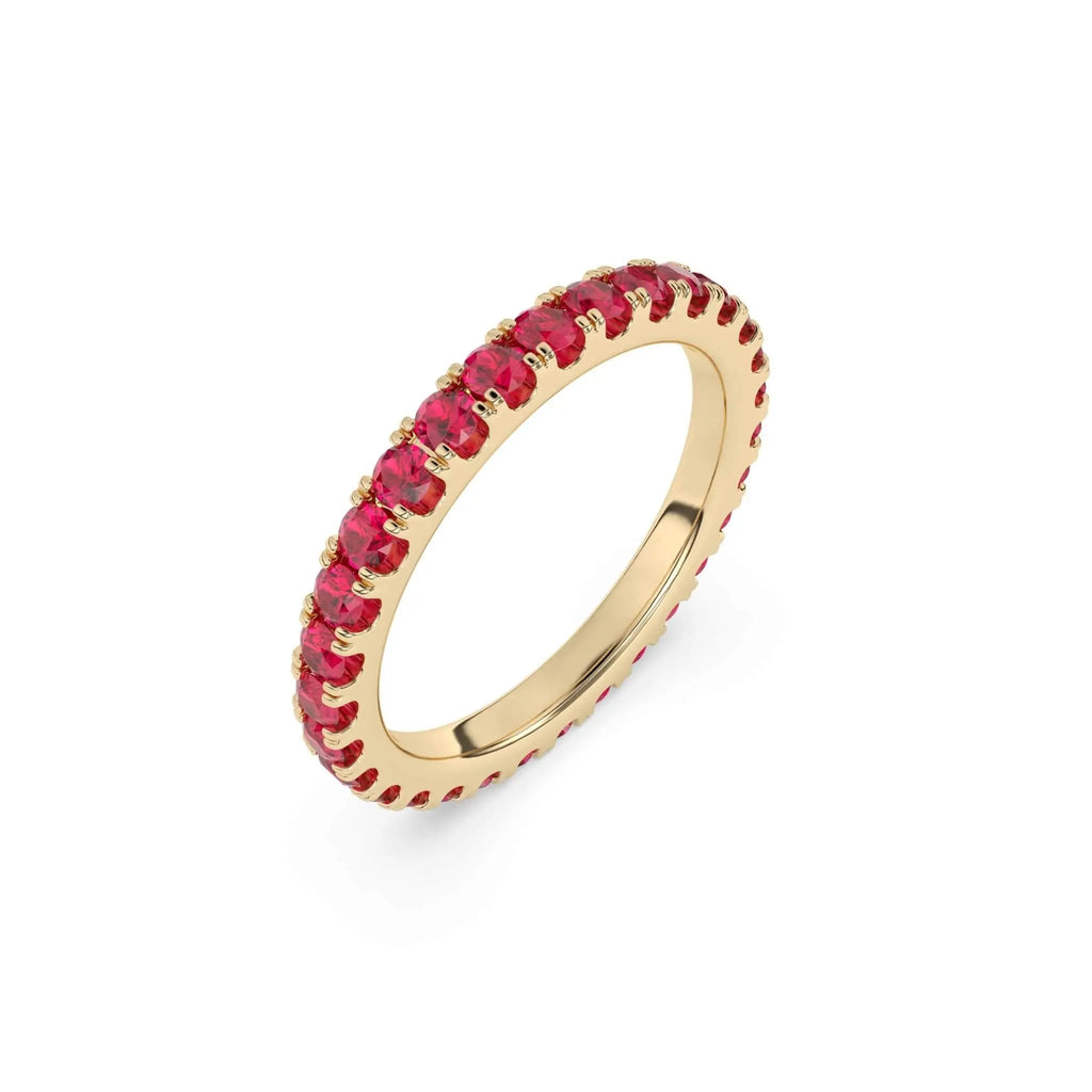 Ruby stacking ring or eternity ring in 14k yellow gold