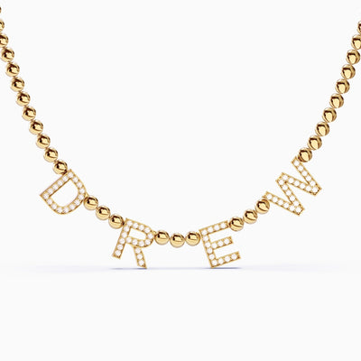 Gold Bezel Diamond Name Necklace