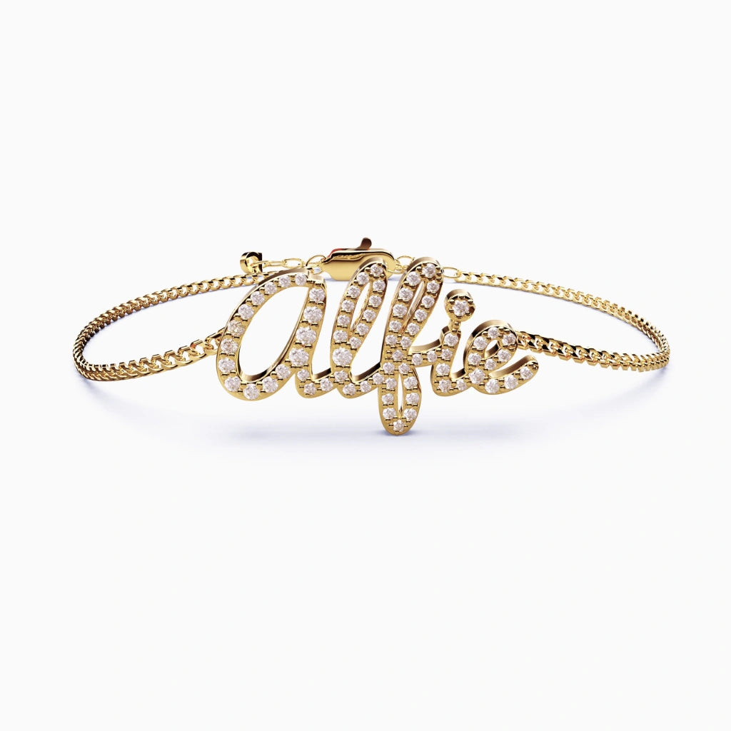 customised initial or name bracelet diamond