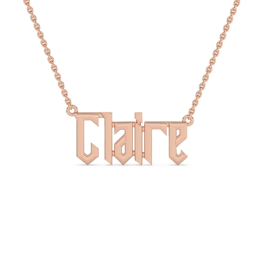 personalised name necklace handmade in 14k solid gold