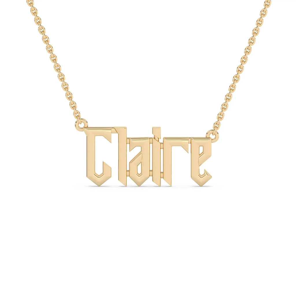 personalised name necklace handmade in 14k solid gold