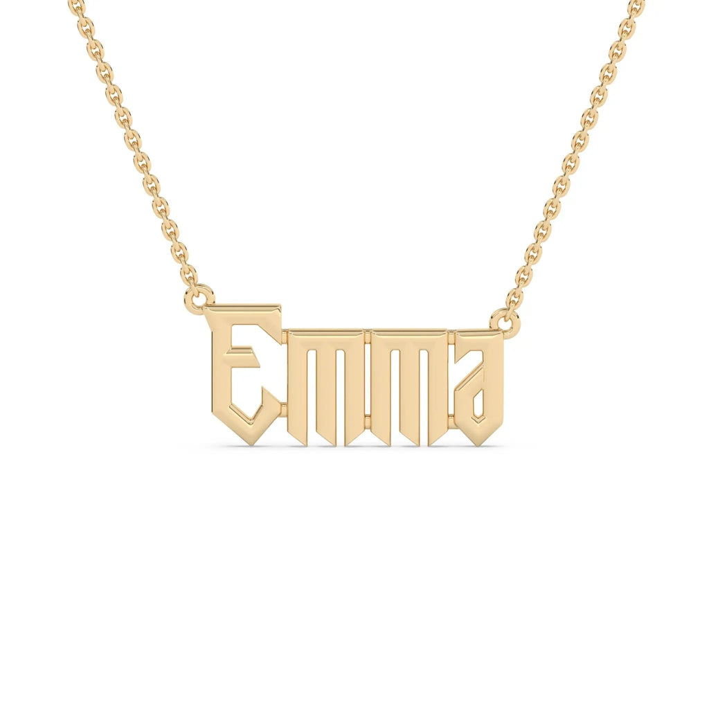 personalised name necklace handmade in 14k solid gold