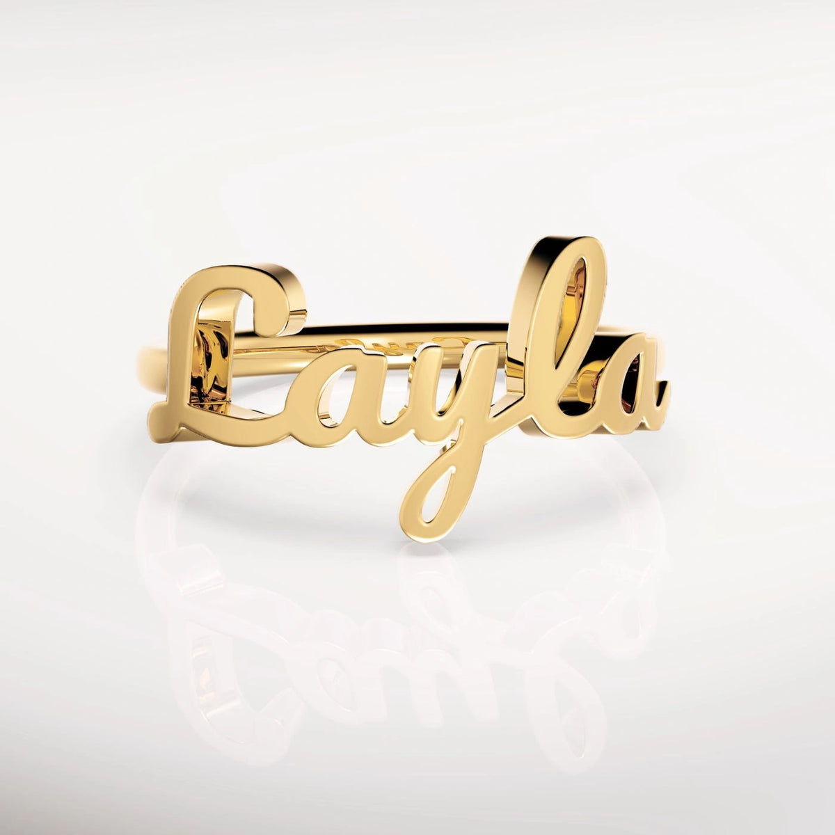 personalised name ring, solid gold