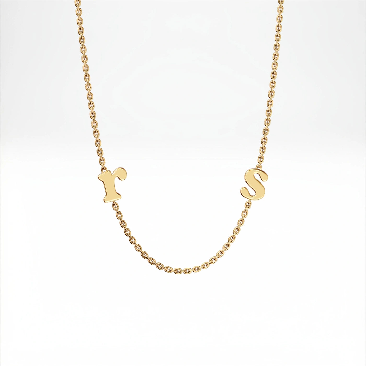 necklace with initials solid yellow gold with plain or diamond heart charms