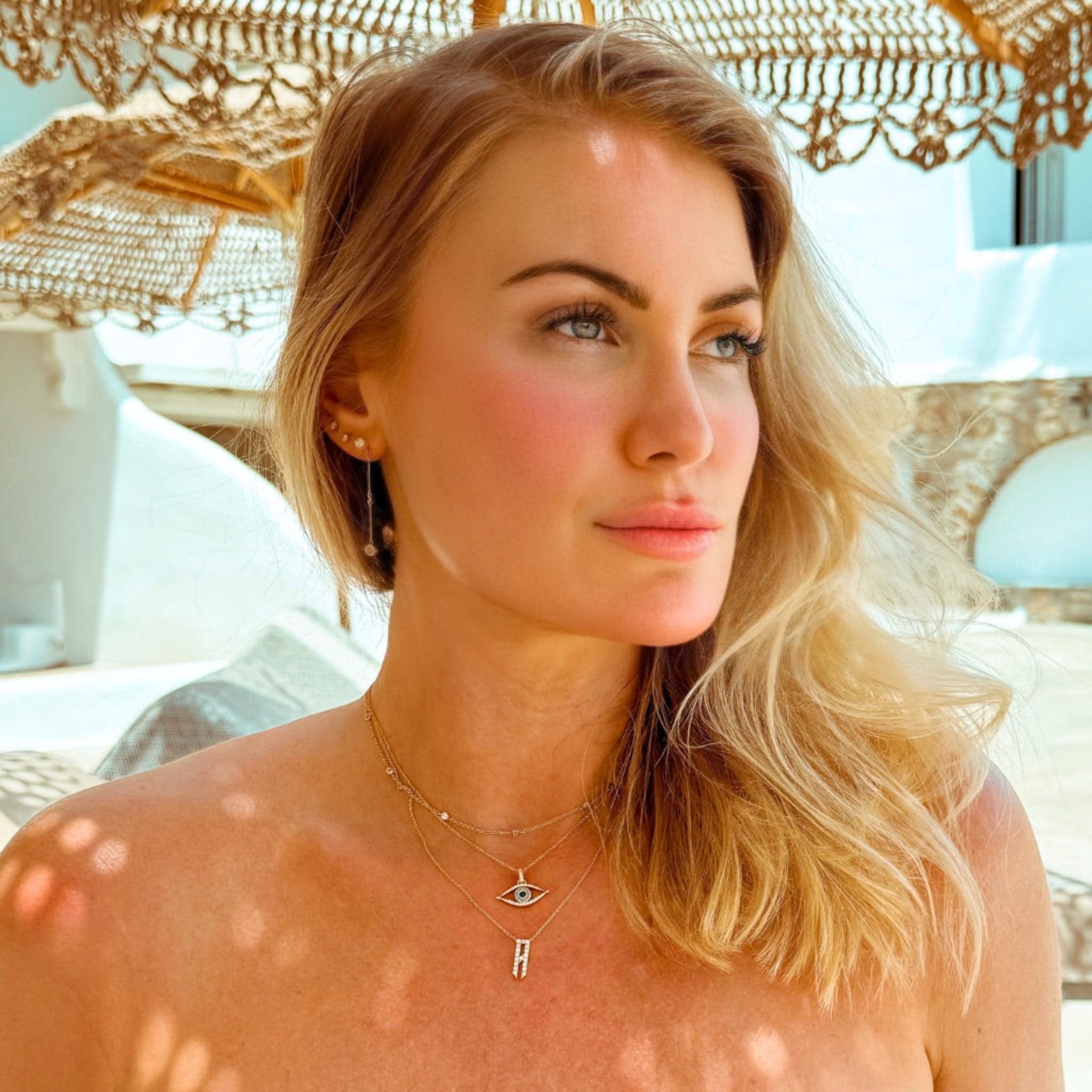 14k gold diamond initial necklace