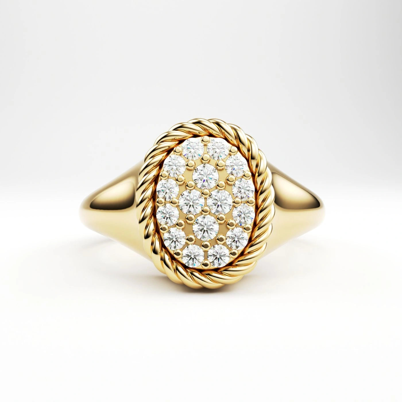 Gold Rope Signet Ring