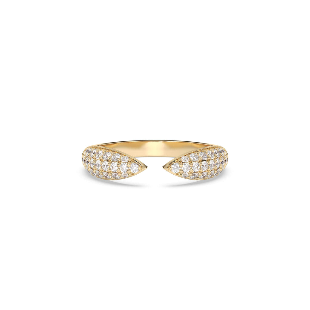 14k solid gold pave diamond claw ring