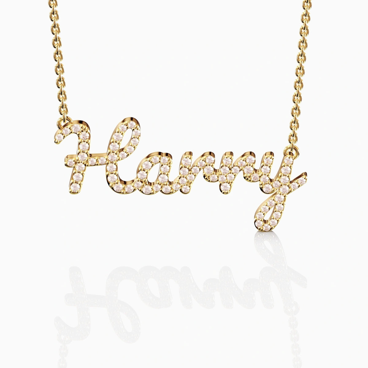 personalised name necklace in yellow gold