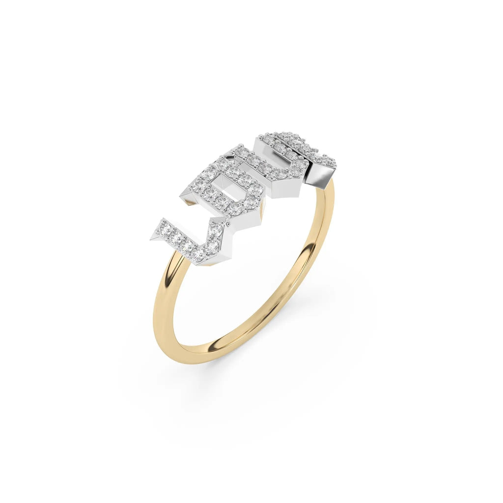 personalised love ring handmade with pave diamonds set in 14k solid gold