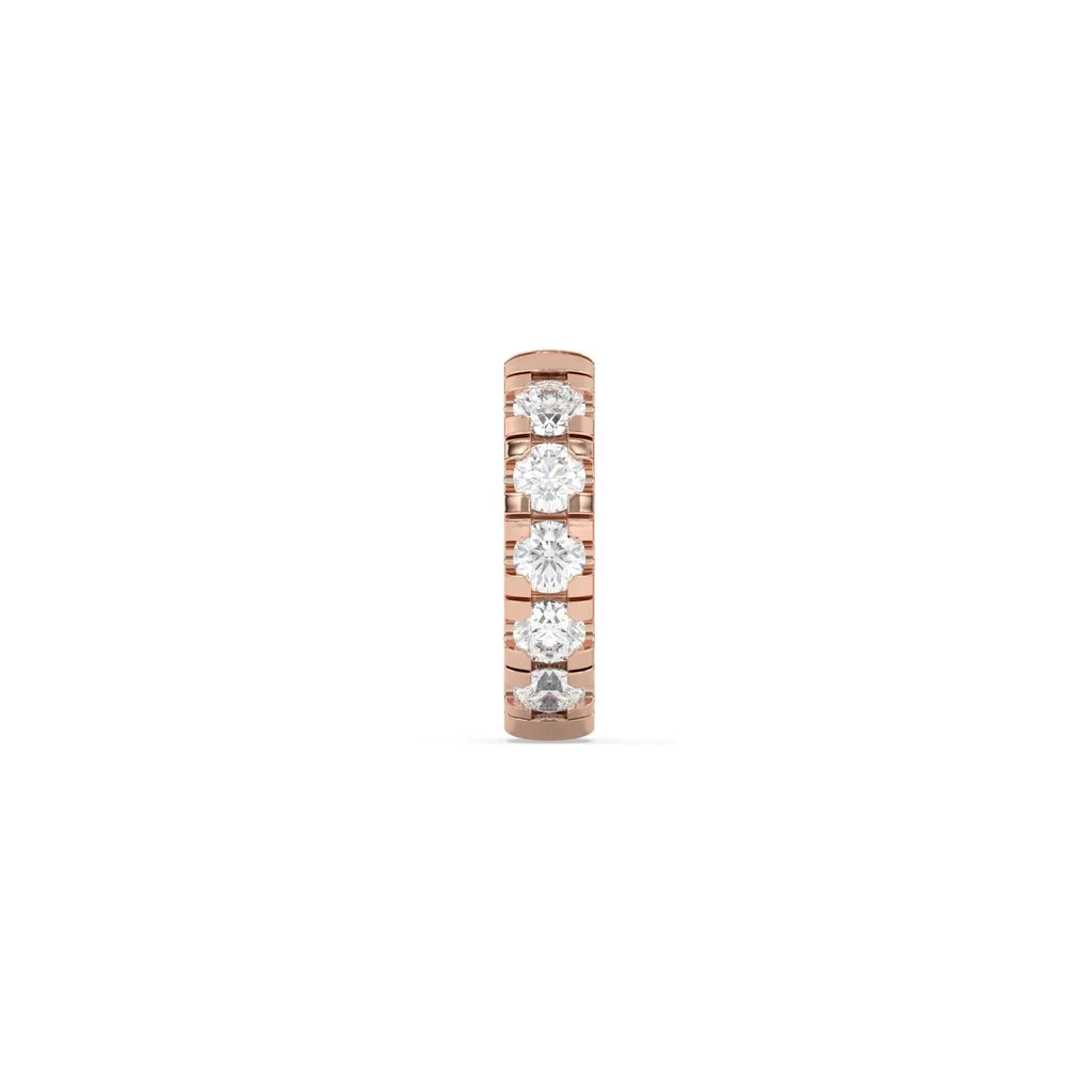 chunky huggie earring handmade with diamonds set in 14k solid gold