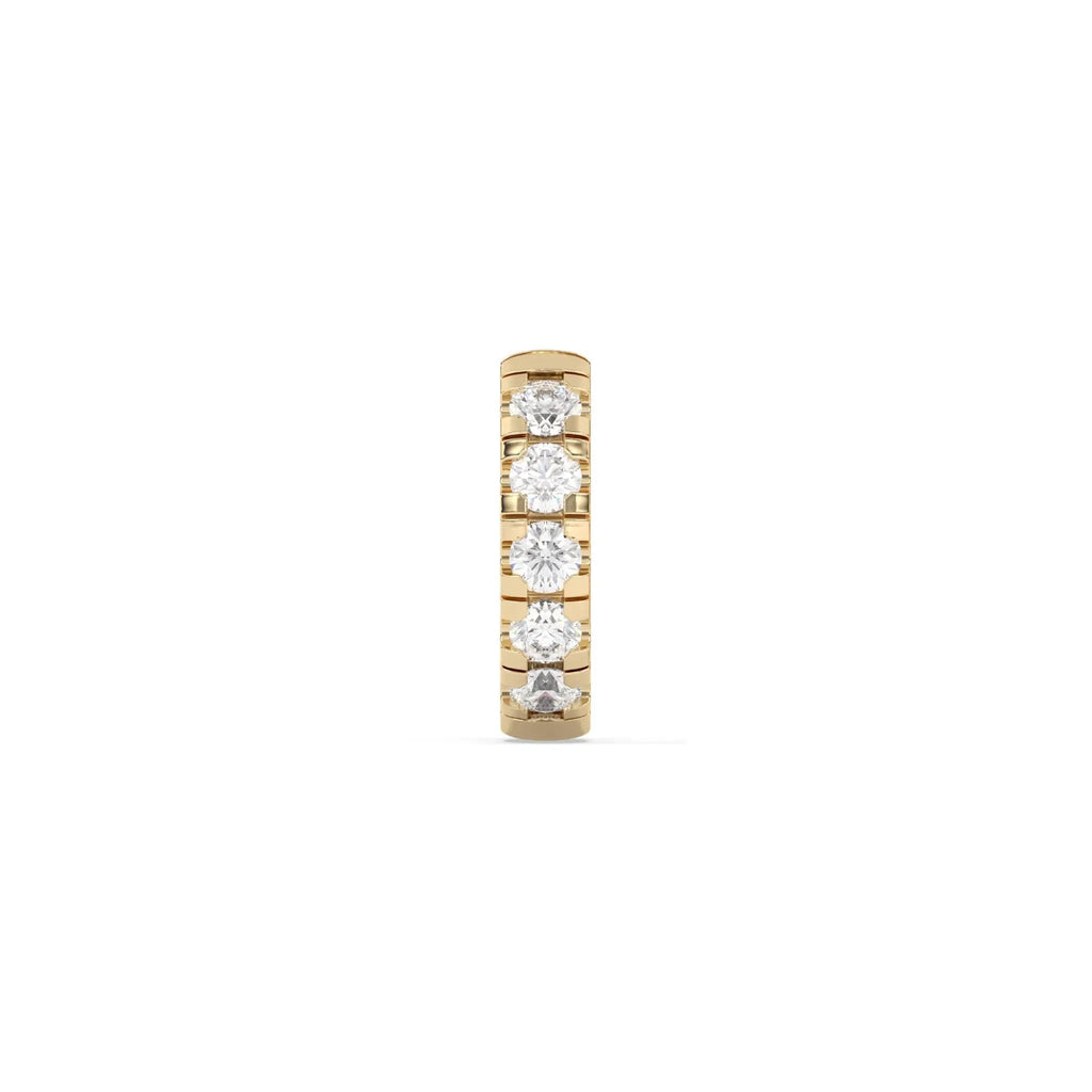 chunky huggie earring handmade with diamonds set in 14k solid gold
