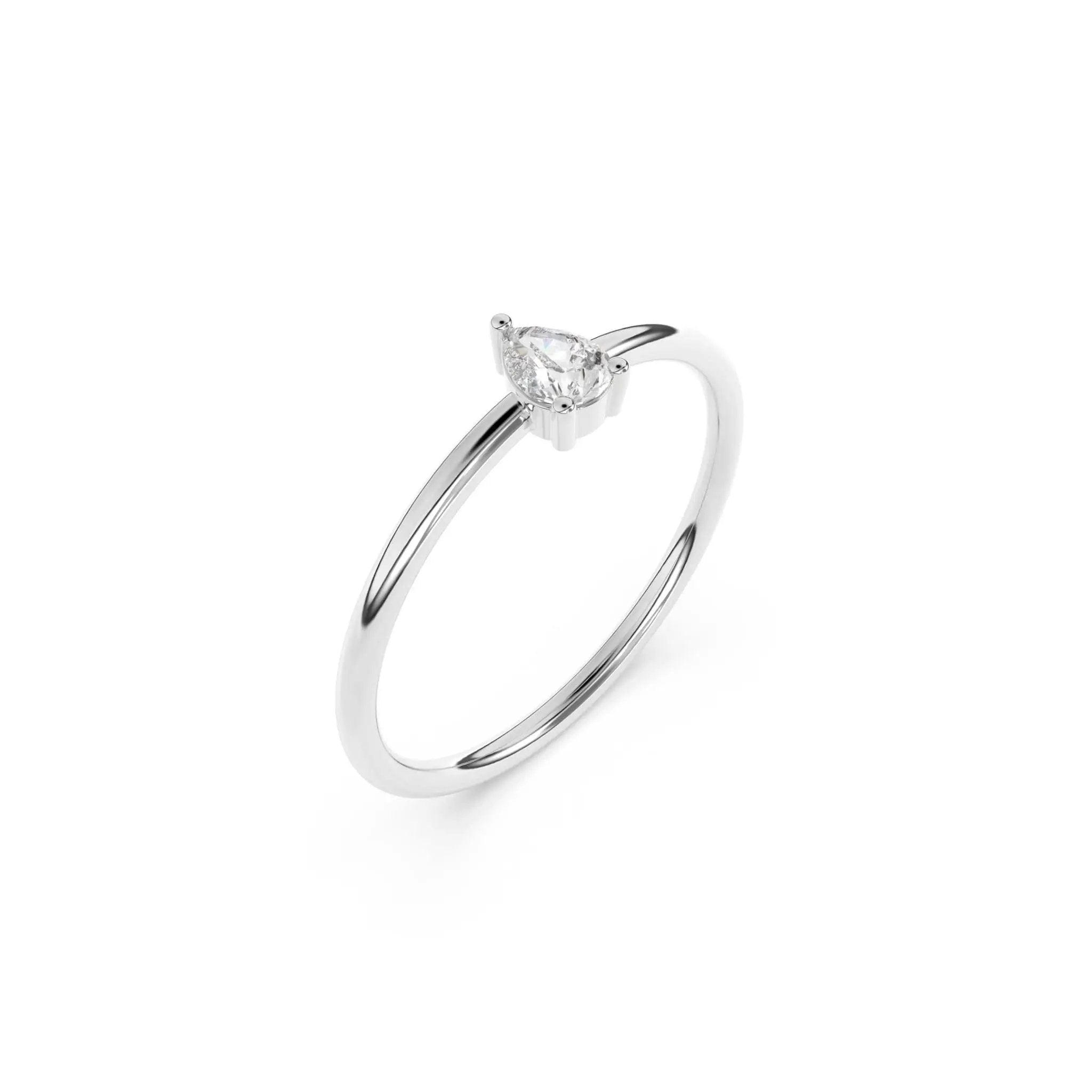 pear cut diamond ring handmade in 14k solid gold