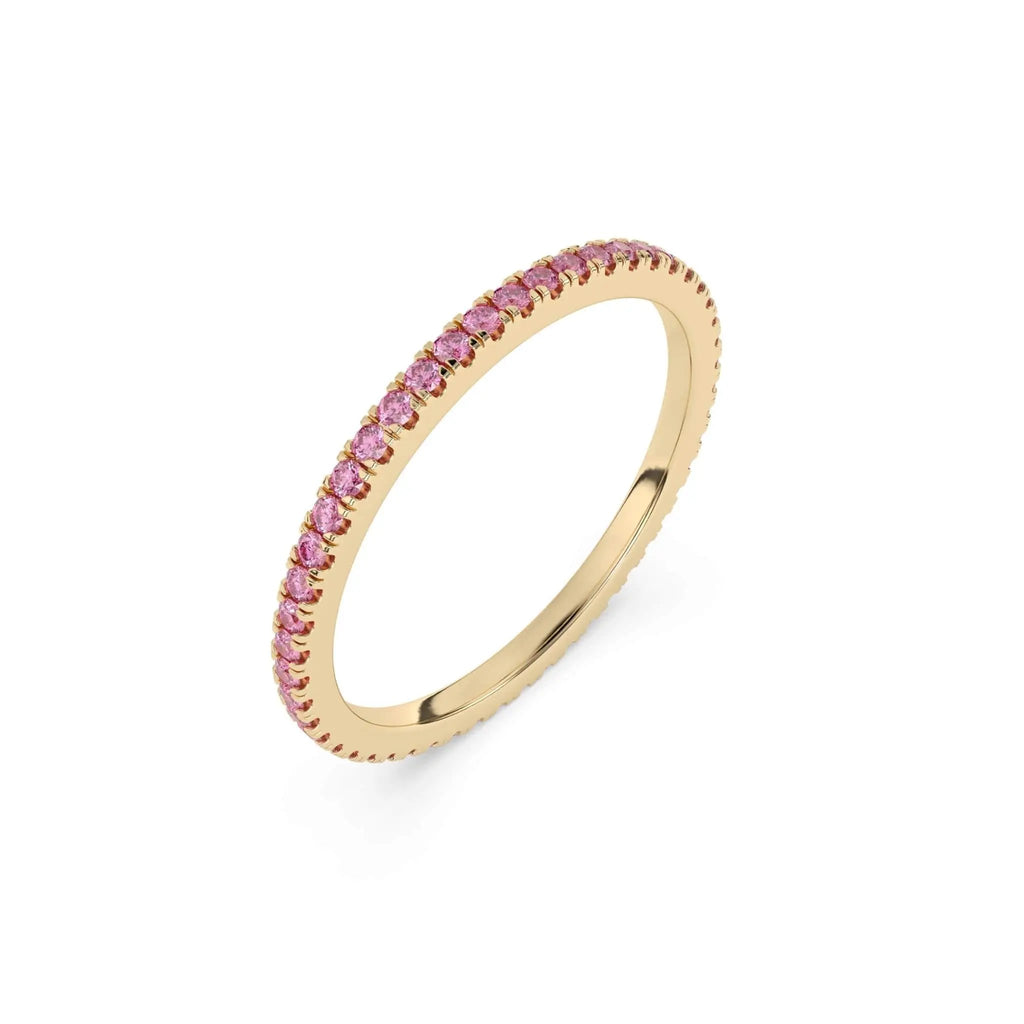 pink sapphire stacking ring in 14k yellow gold 